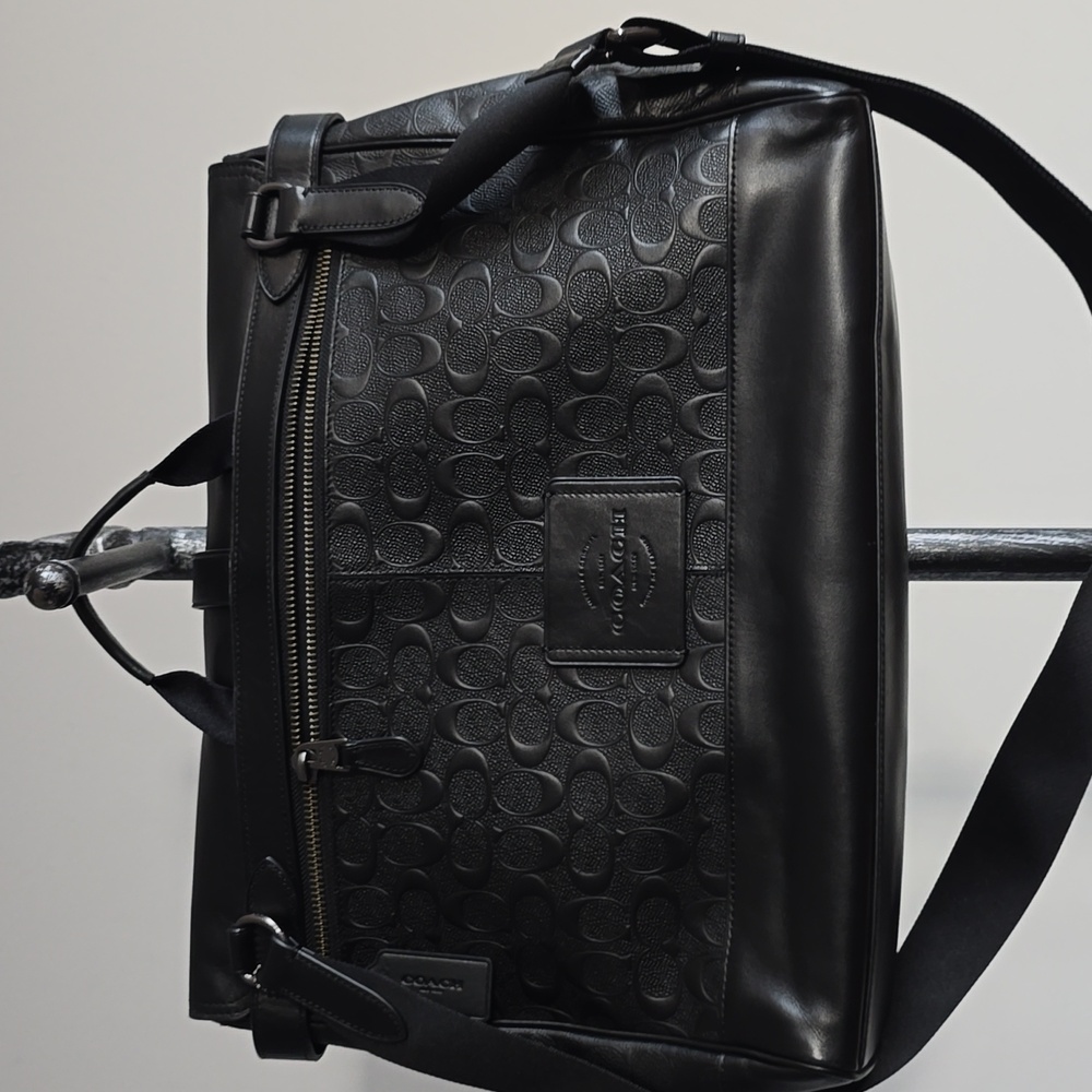 Coach Hudson Messenger Bag In Signature Black Leather - Picture 6 of 14